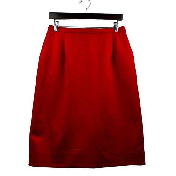 Vintage Pendleton 100% Wool Red Pencil Skirt w/ Pockets USA Made Sz 12P - Picture 2 of 10